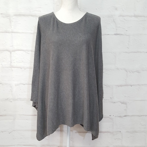Studio M Sweaters - Studio M Poncho Cape Grey Cold Shoulder One Size